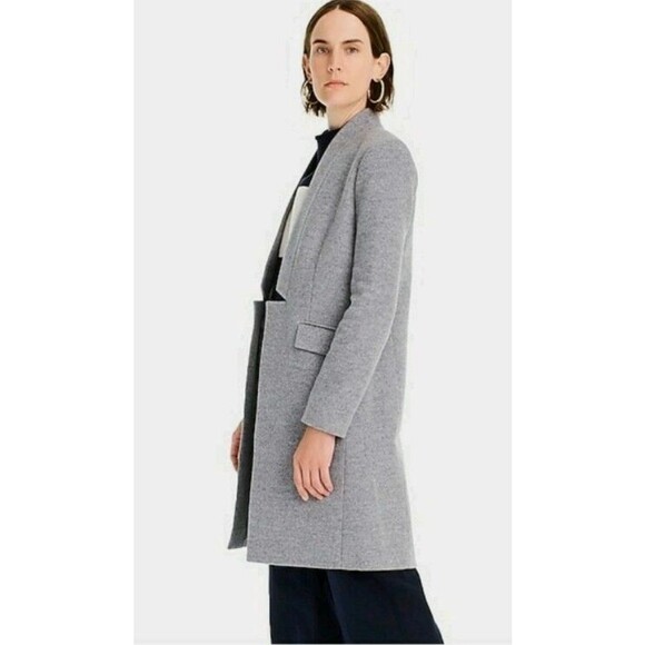 J. Crew Collection Womens Long Wool Cashmere Coat sz 4 Gray Open Front J6145 - Picture 3 of 14